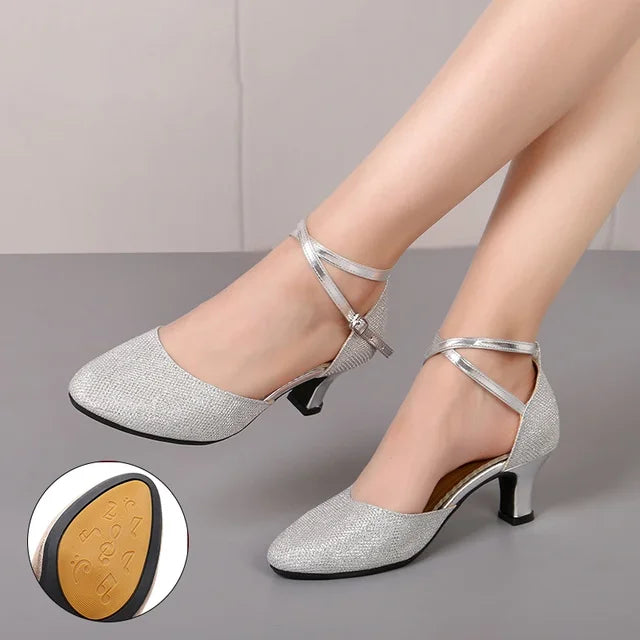 Damen Glitzer Sandalen mit Elegantem Design & Absatz | Drune