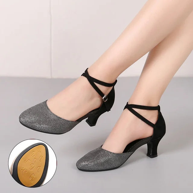 Damen Glitzer Sandalen mit Elegantem Design & Absatz | Drune
