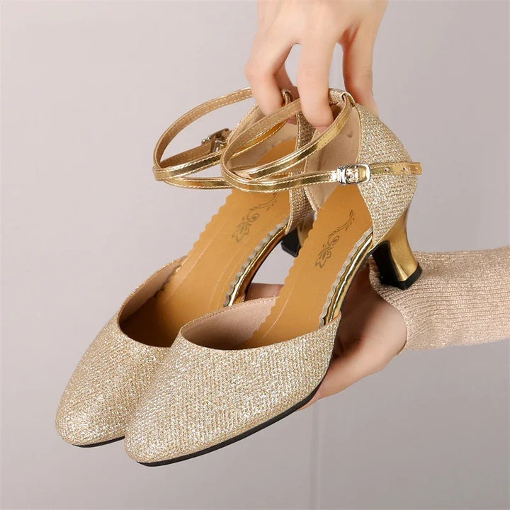 Damen Glitzer Sandalen mit Elegantem Design & Absatz | Drune