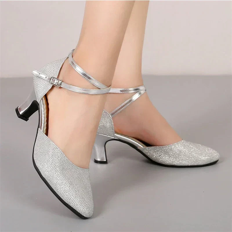 Damen Glitzer Sandalen mit Elegantem Design & Absatz | Drune