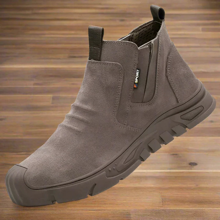 Drune | Wildleder Slipper Elastische Einsätze Robuste Gummisohle