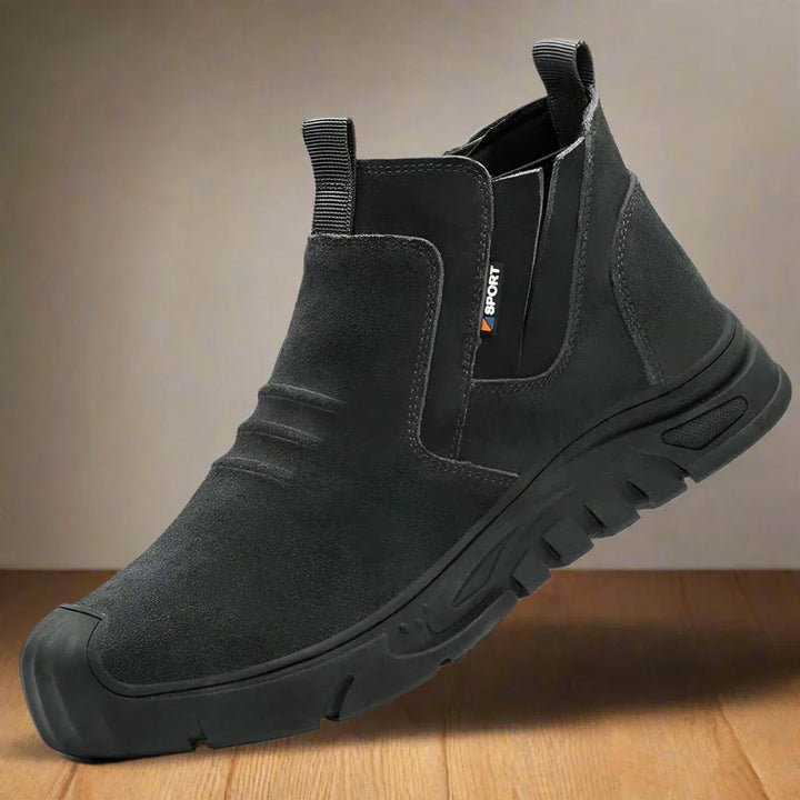 Drune | Wildleder Slipper Elastische Einsätze Robuste Gummisohle