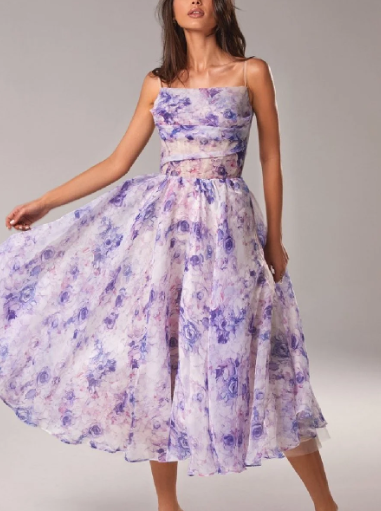 Drune | Asymmetrisches Kleid mit bedrucktem Gürtel