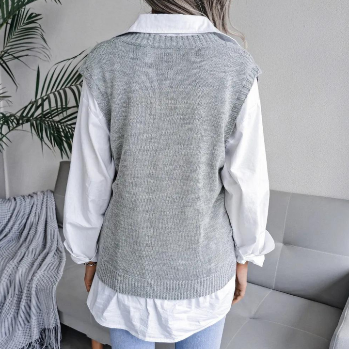 Drune | Damen Strickjacke mit V-Ausschnitt und Kabelmuster