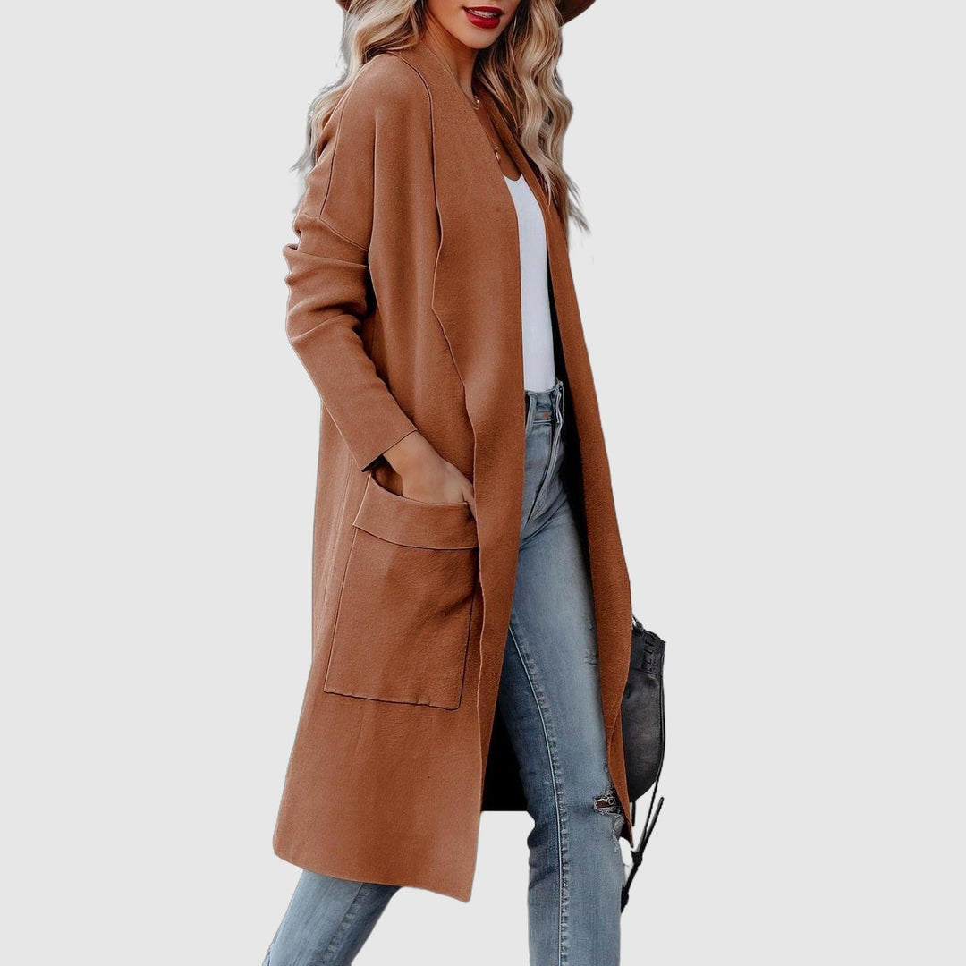 Drune | Damen Casual Lange Cardigan mit Taschen und Offener Vorderseite