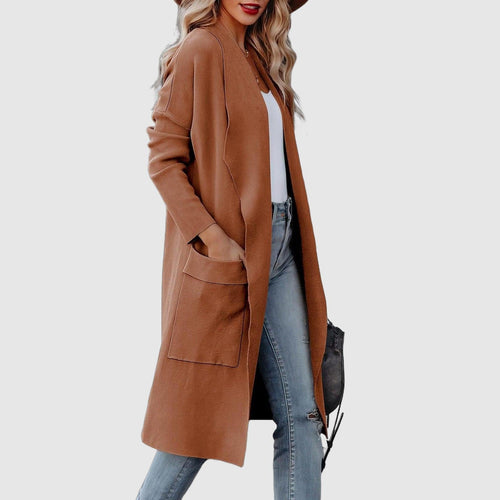 Drune | Damen Casual Lange Cardigan mit Taschen und Offener Vorderseite