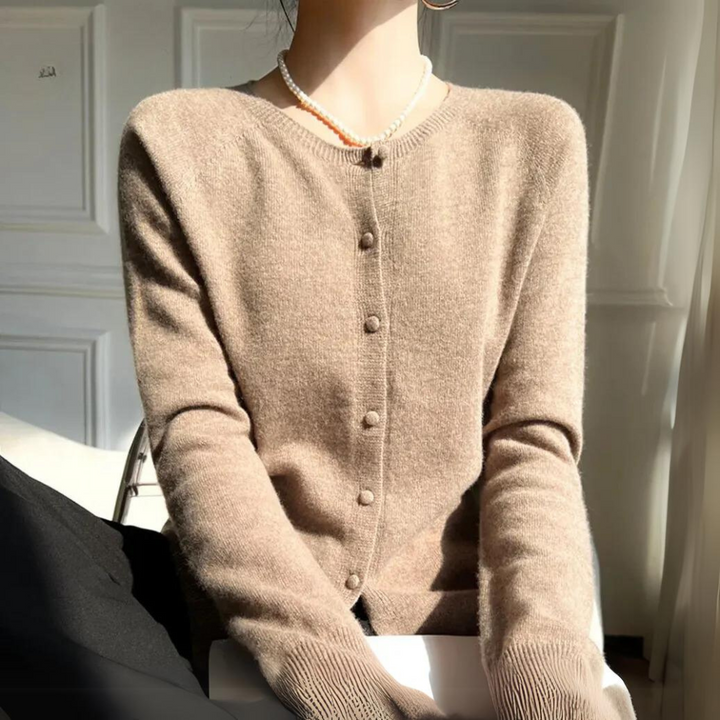Drune | Damen Pastell Cardigan mit Rundhalsausschnitt und langen Ärmeln