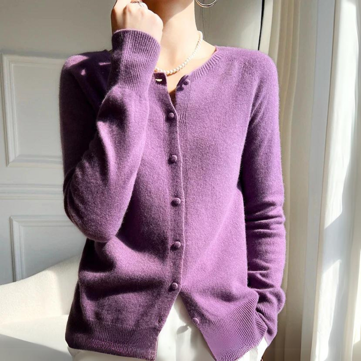 Drune | Damen Pastell Cardigan mit Rundhalsausschnitt und langen Ärmeln