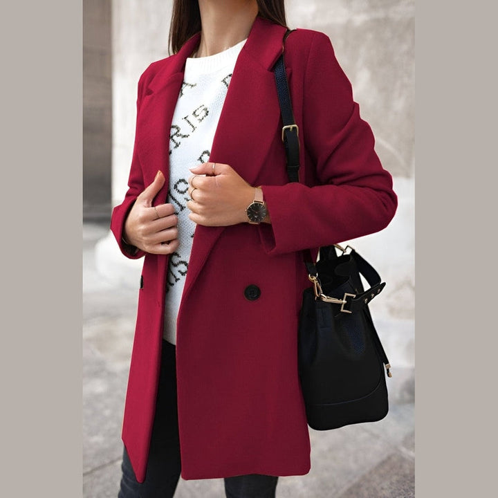 Drune | Damen Stilvolle Lange Winterjacke mit Knopfverschluss und Reverskragen