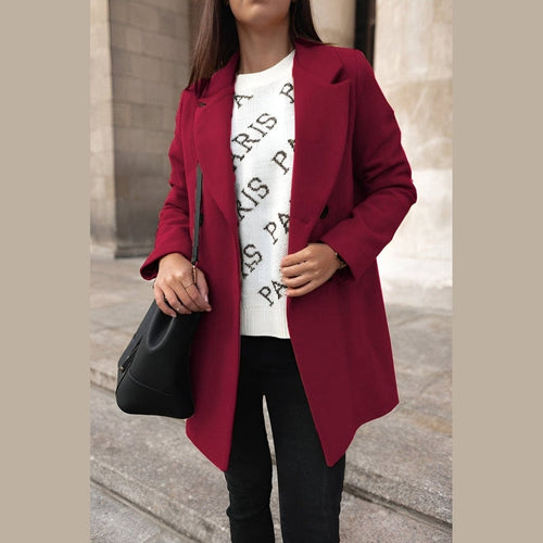 Drune | Damen Stilvolle Lange Winterjacke mit Knopfverschluss und Reverskragen