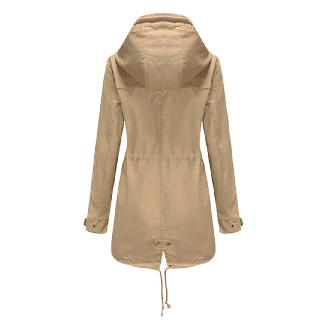 Drune | Damen Regenjacke mit Kapuze und verstellbarem Bund