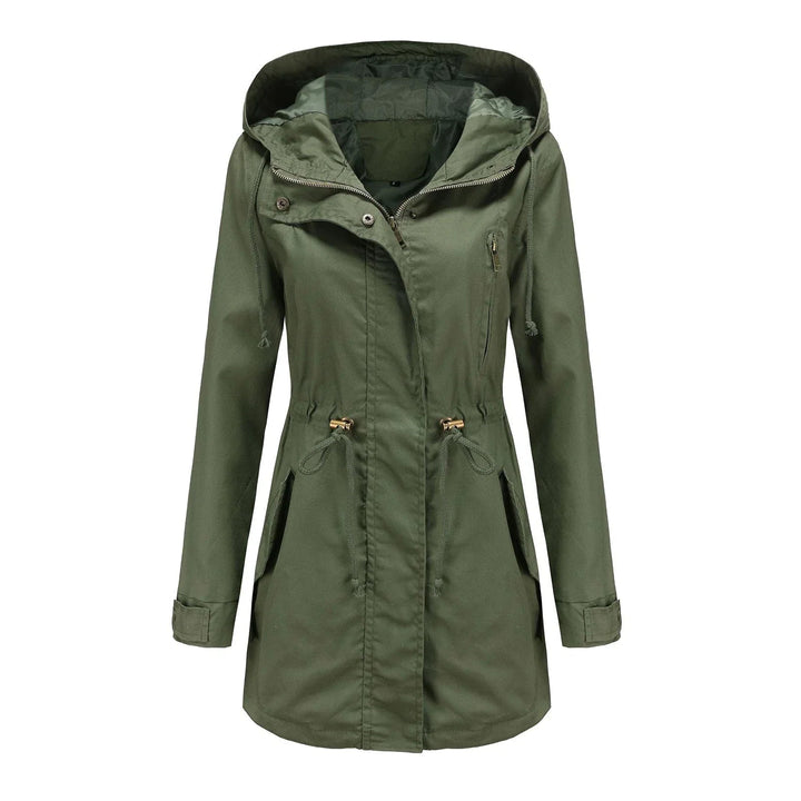 Drune | Damen Regenjacke mit Kapuze und verstellbarem Bund