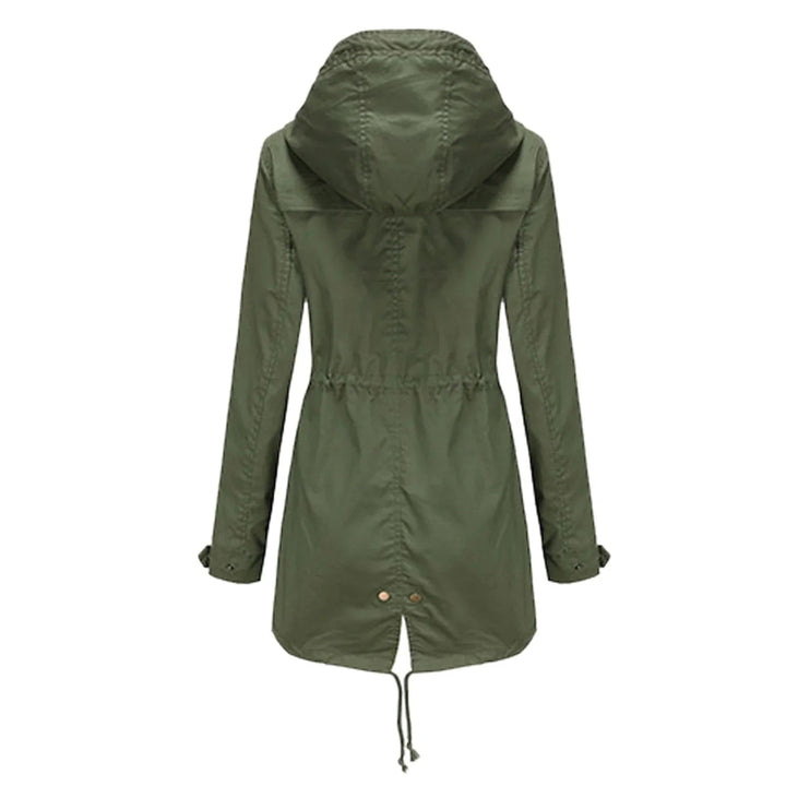 Drune | Damen Regenjacke mit Kapuze und verstellbarem Bund