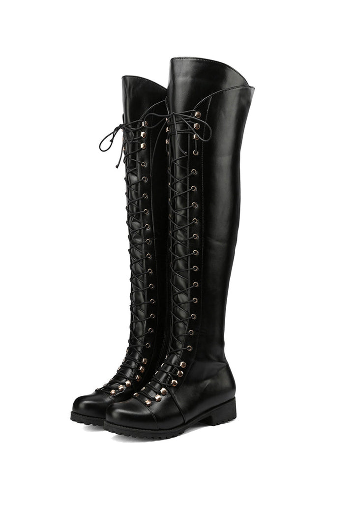 Drune | Over-The-Knee Stiefel mit Schnürsenkeln