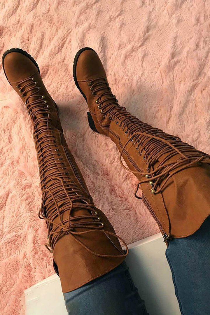 Drune | Over-The-Knee Stiefel mit Schnürsenkeln
