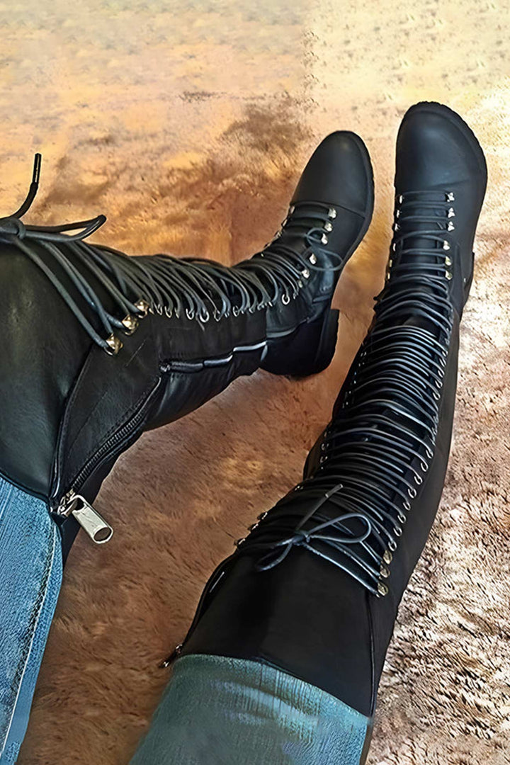 Drune | Over-The-Knee Stiefel mit Schnürsenkeln