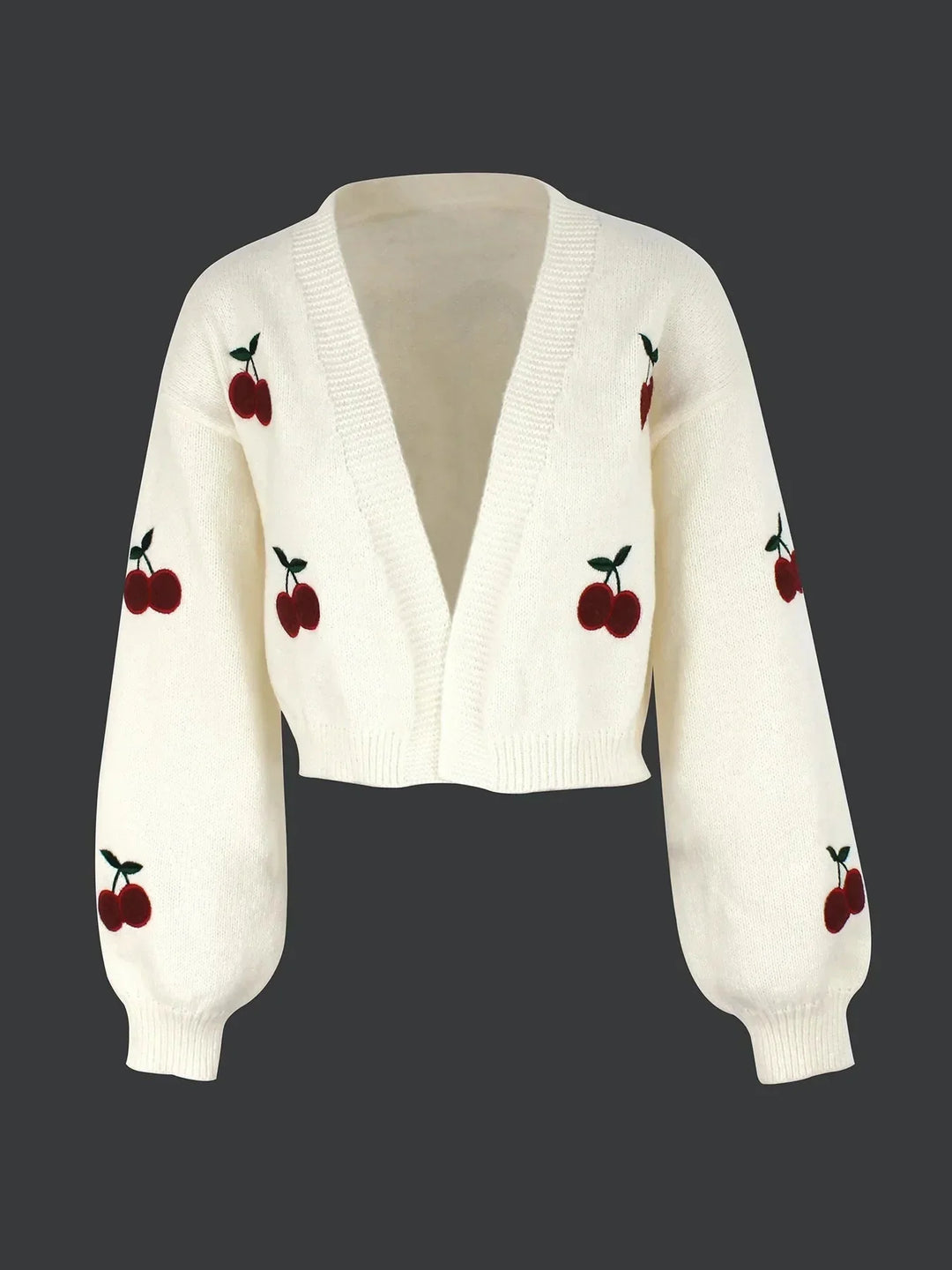 Drune | Kirschrot Weiß Grobstrickjacke Damenjacke