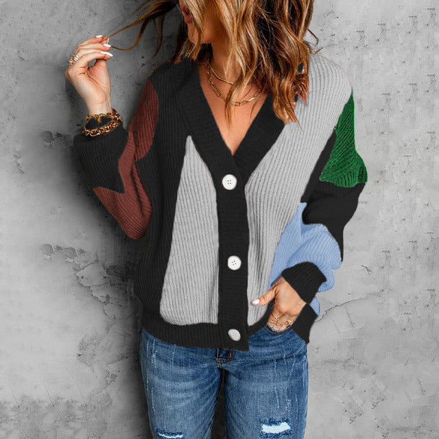 Drune | Strickjacke In Kontrastfarbe
