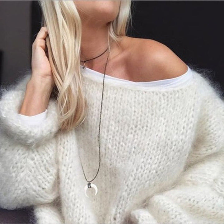 Drune | U Boot Ausschnitt Grob gestrickt Oversize Pullover Damen Strickwaren
