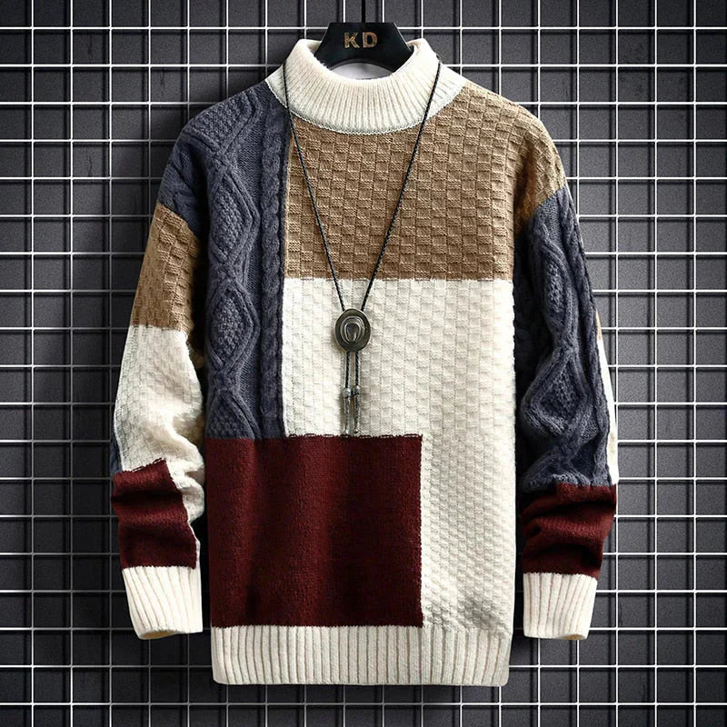 Drune | hochgeschlossen Patchwork Pullover Herrenbekleidung