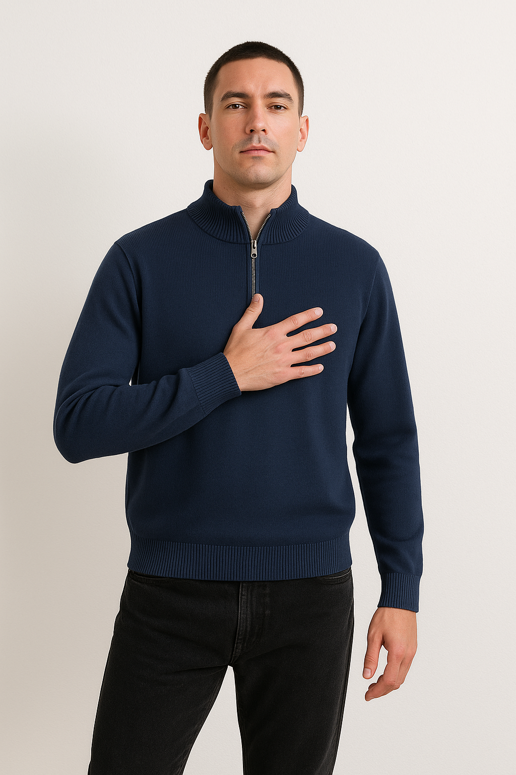 Drune | Herren mit halbem Reißverschluss und hohem Kragen