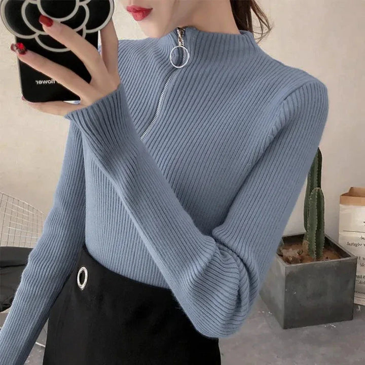 Drune | Strickpullover Damen mit Reißverschluss und hohem Kragen