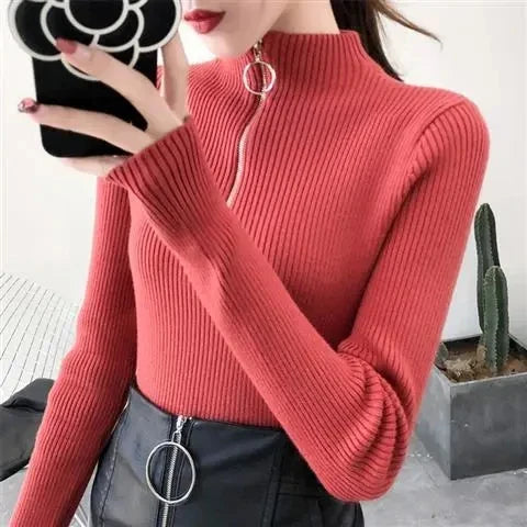 Drune | Strickpullover Damen mit Reißverschluss und hohem Kragen