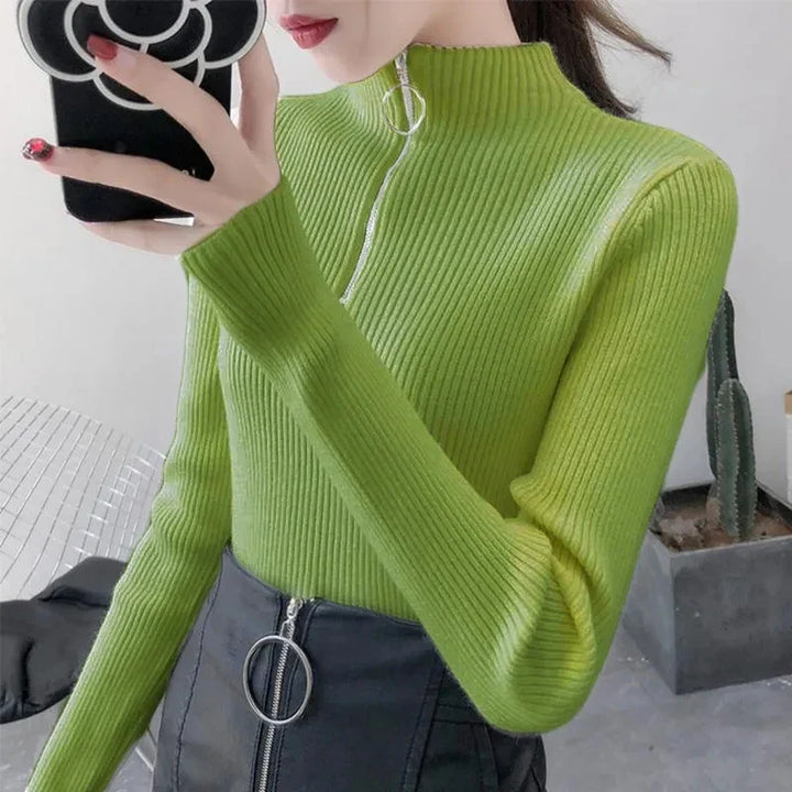 Drune | Strickpullover Damen mit Reißverschluss und hohem Kragen