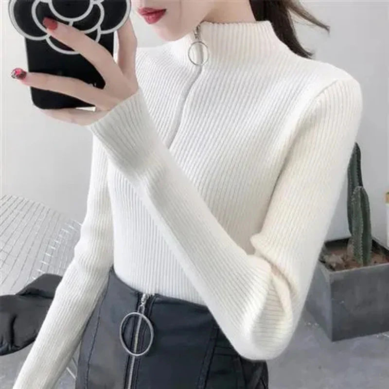 Drune | Strickpullover Damen mit Reißverschluss und hohem Kragen