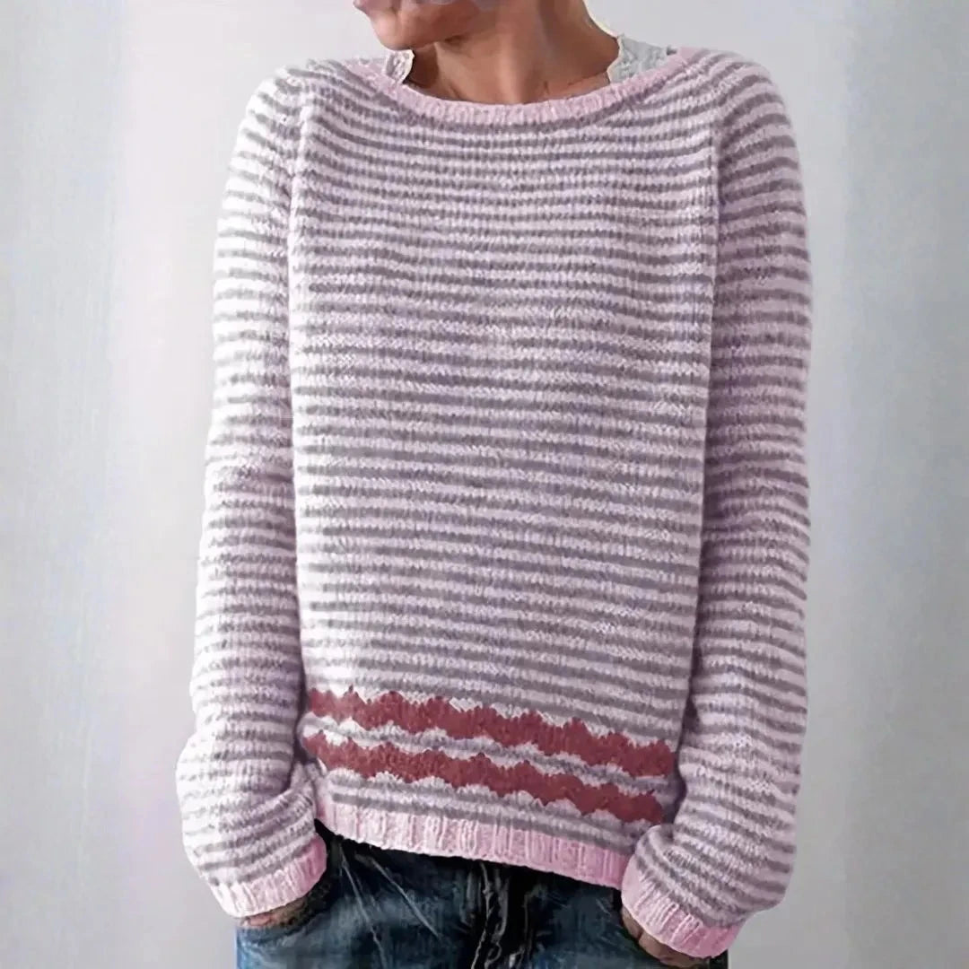 Drune | Gestreifter Strickpullover für Damen - Leichtgewicht
