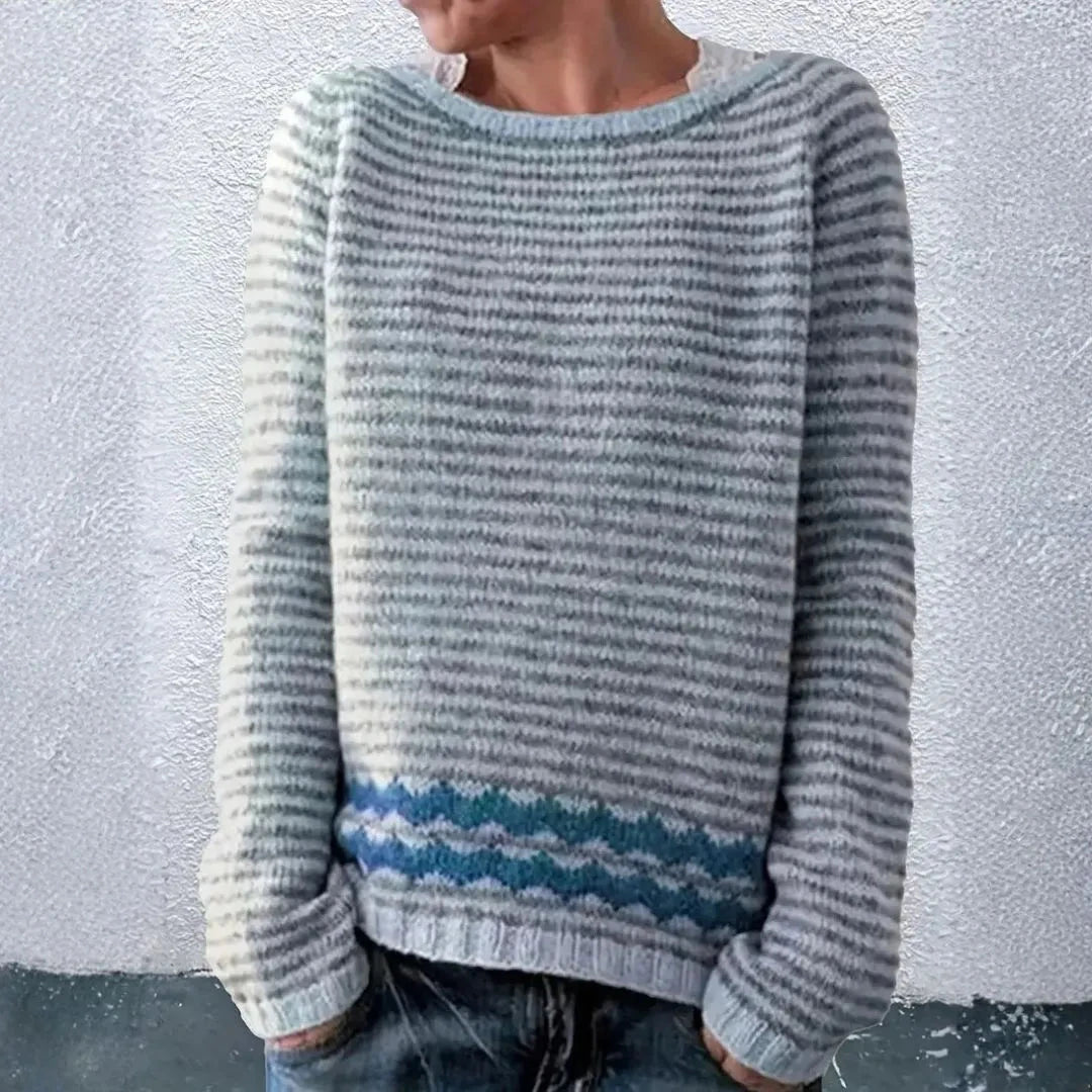 Drune | Gestreifter Strickpullover für Damen - Leichtgewicht