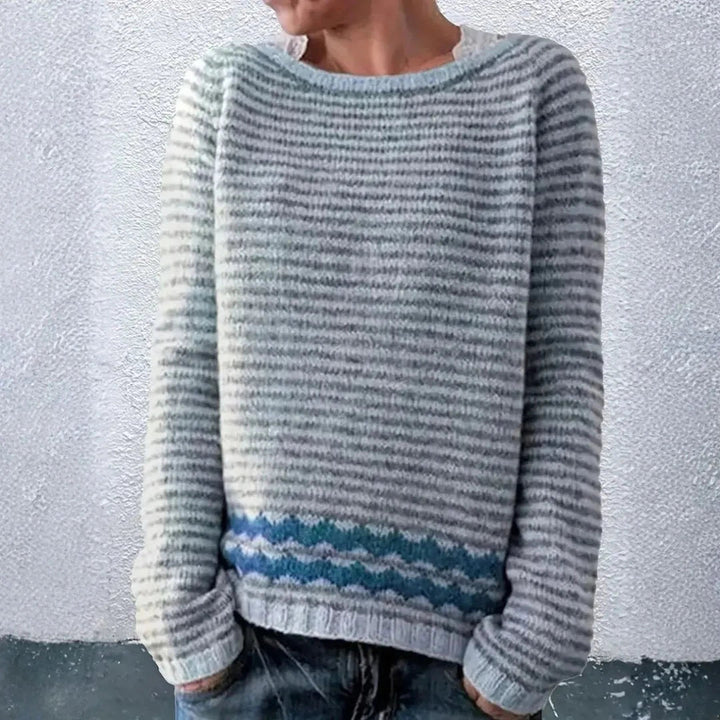 Drune | Gestreifter Strickpullover für Damen - Leichtgewicht
