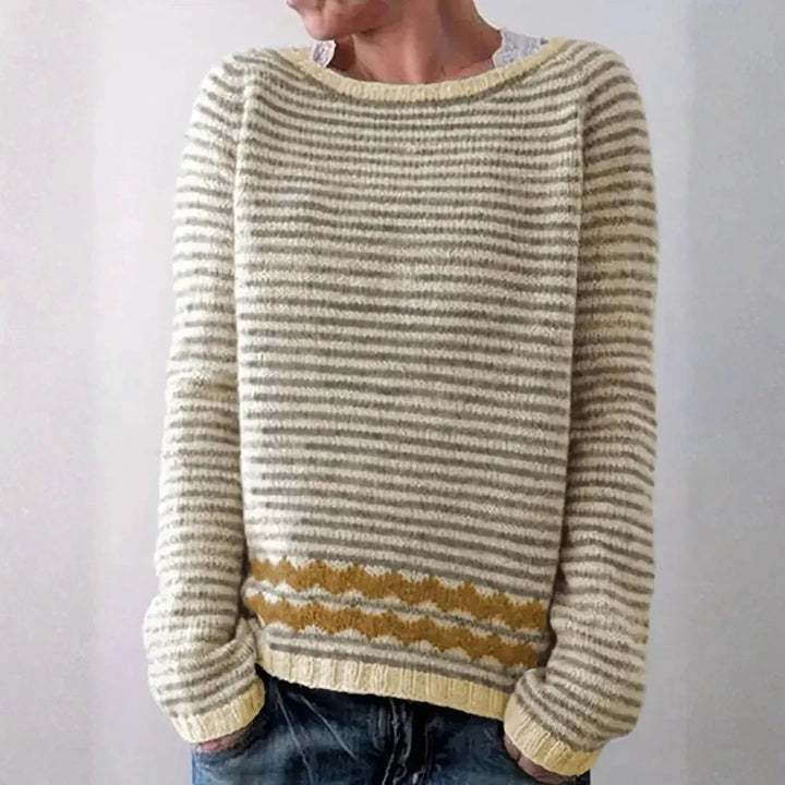 Drune | Gestreifter Strickpullover für Damen - Leichtgewicht