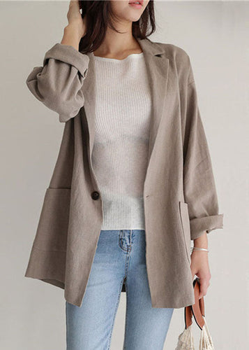 Drune | Khaki Peter Pan Kragen Taschen Leinen Mäntel
