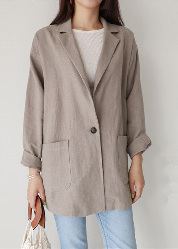 Drune | Khaki Peter Pan Kragen Taschen Leinen Mäntel