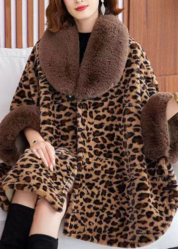 Drune | Leopard Peter Pan Kragen Patchwork Minky Samt Mäntel Winter