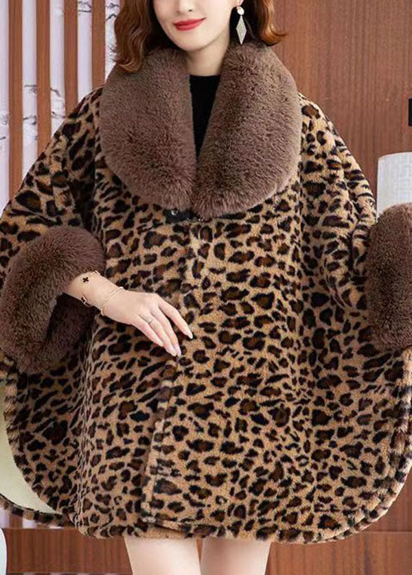 Drune | Leopard Peter Pan Kragen Patchwork Minky Samt Mäntel Winter