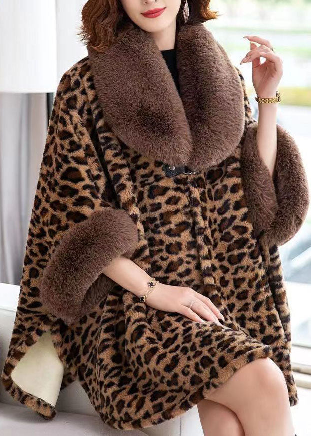 Drune | Leopard Peter Pan Kragen Patchwork Minky Samt Mäntel Winter