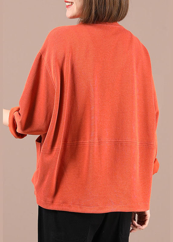 Drune | Orange Lockere Taschenjacken Mit Langen Ärmeln