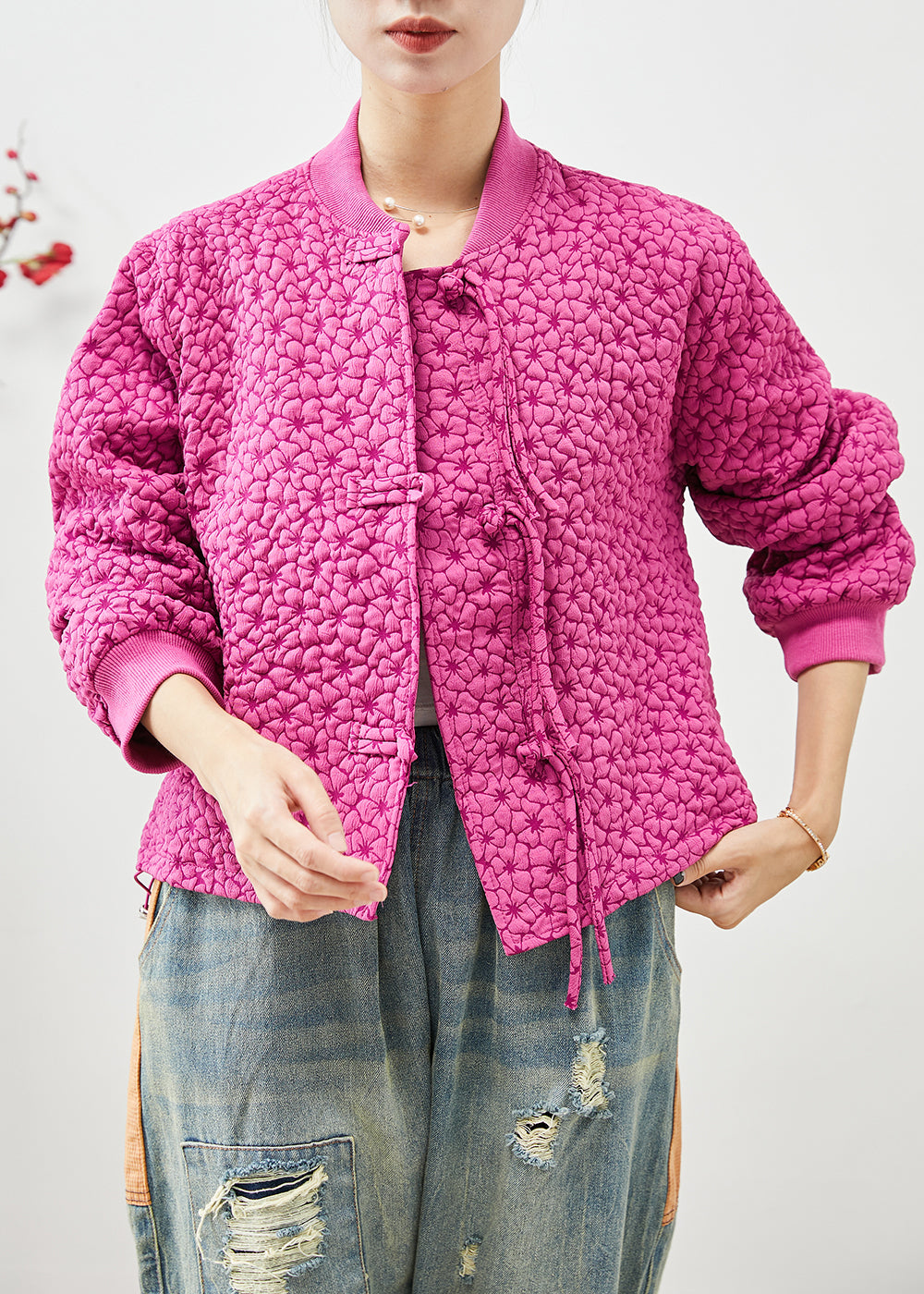 Drune | Rose Stehkragen Jacquard Kordelzugjacken