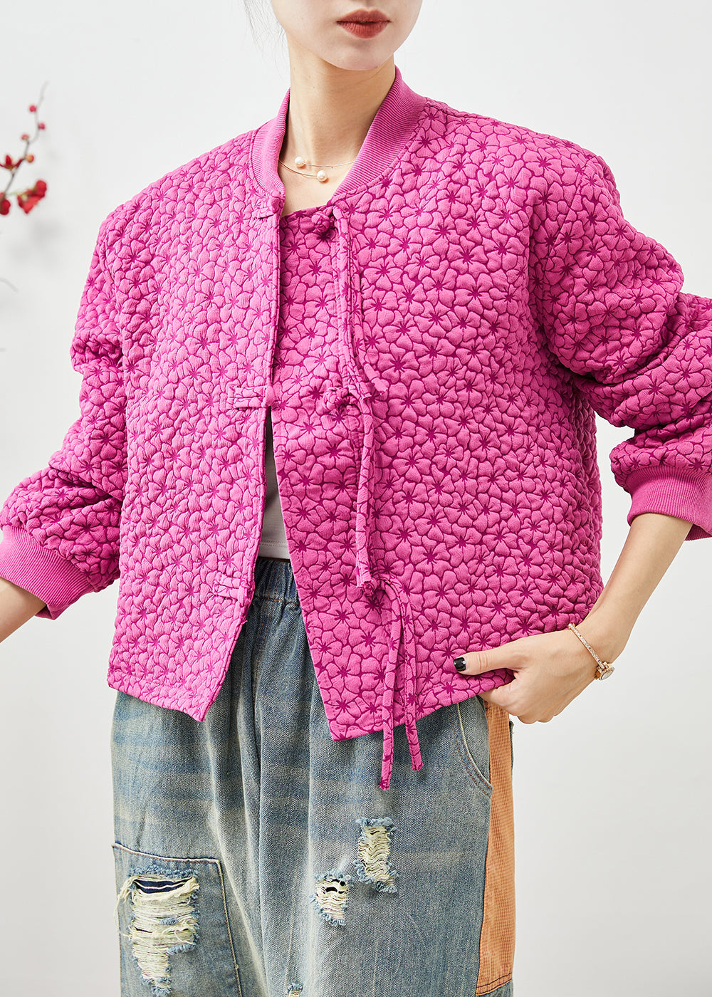 Drune | Rose Stehkragen Jacquard Kordelzugjacken