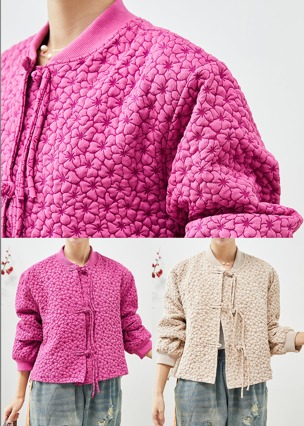 Drune | Rose Stehkragen Jacquard Kordelzugjacken