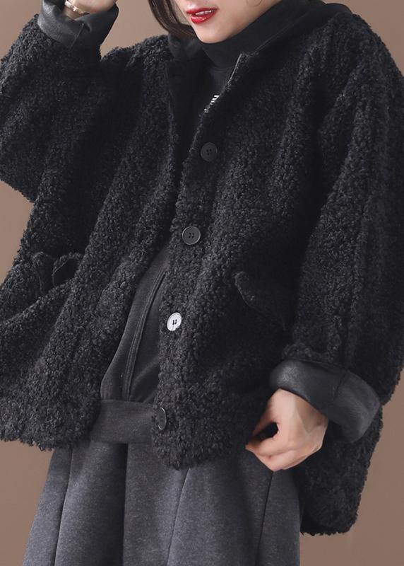 Drune | schwarze Plus-Size-Mäntel Damen Form Winter Patchwork Kapuzenjacken
