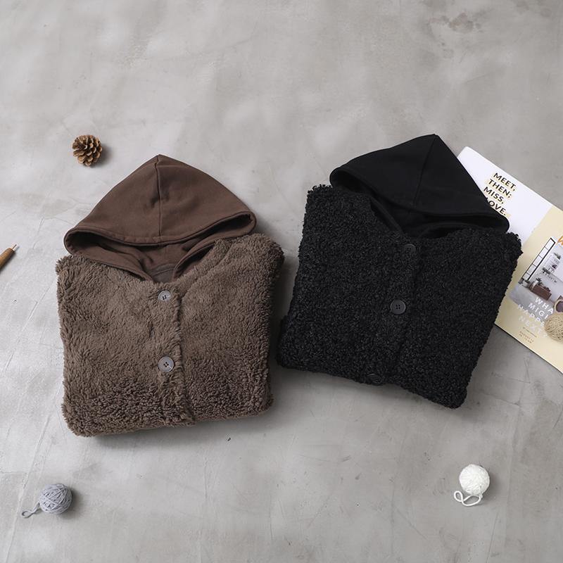 Drune | schwarze Plus-Size-Mäntel Damen Form Winter Patchwork Kapuzenjacken