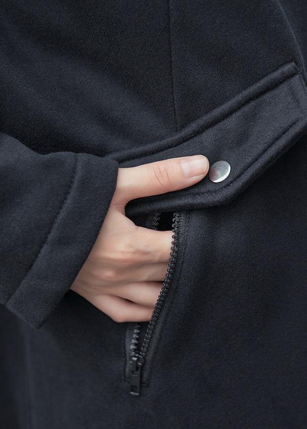 Drune | schwarze feine Mäntel Damen mit Kapuze und Kordelzug-outdoor
