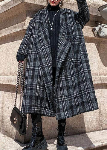 Drune | Karo Plus Size Kleidung Ausschnitt Quadrat Kragen Taschen Frauen Mäntel