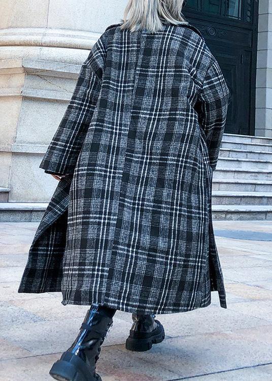 Drune | Karo Plus Size Kleidung Ausschnitt Quadrat Kragen Taschen Frauen Mäntel