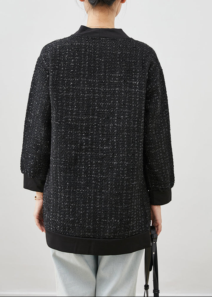 Drune | Schwarze V-Ausschnitt Taschen Wolljacken
