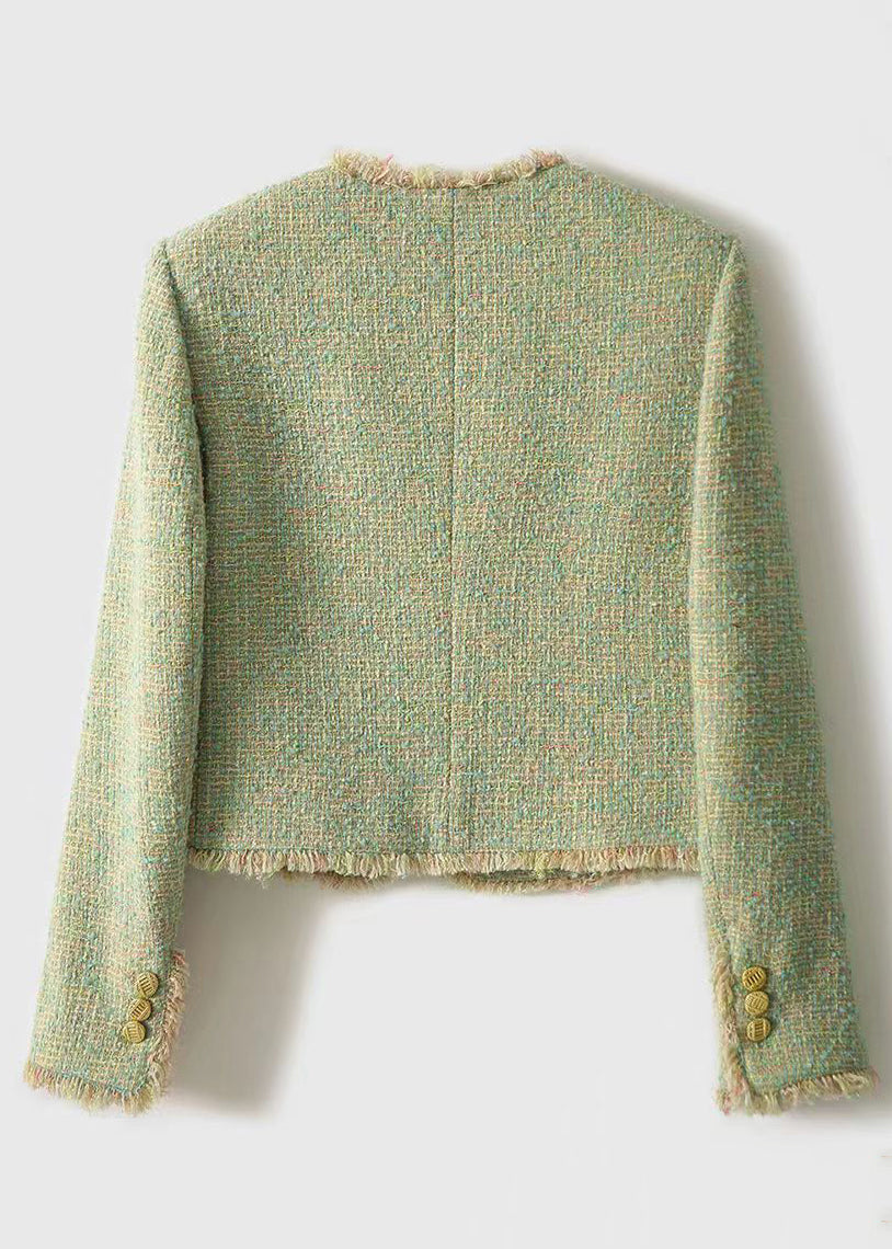 Drune | Grüne Knopftaschen Patchwork Baumwollmäntel