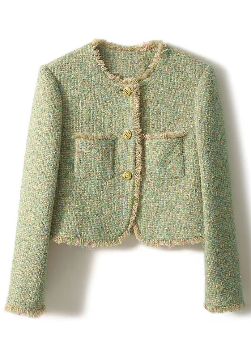 Drune | Grüne Knopftaschen Patchwork Baumwollmäntel
